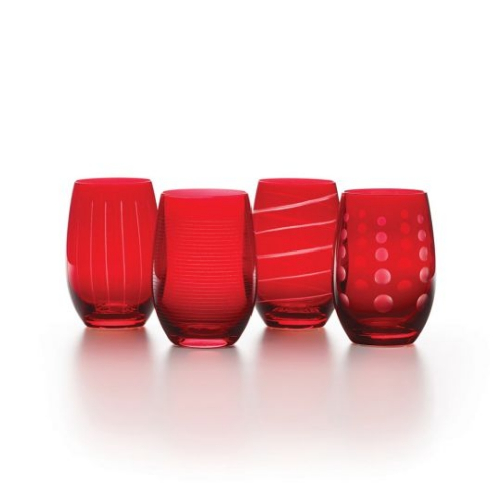 Mikasa set of 4 Ruby stemless wine glasses